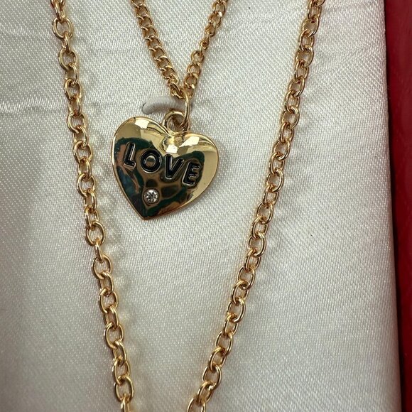 Guess Gold-Tone L.O.V.E. Layered Necklace Set With Heart Charm & Crystal Key Pen - Picture 4 of 9